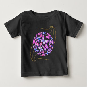 T-shirt Pour Bébé Belle Aquarelle Papillons avec Boule d'Or