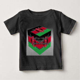 T-shirt Pour Bébé Belle Belle Cube Kenyane Drapeau avec salutation