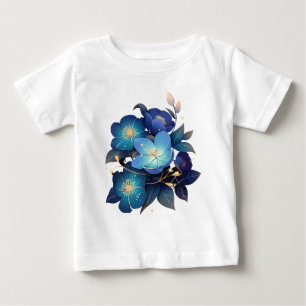 T-shirt Pour Bébé Belle Composition Florale Bleue Aquarelle