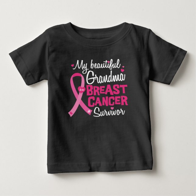 T-shirt Pour Bébé Belle grand-mère Cancer du sein Survivant (Devant)