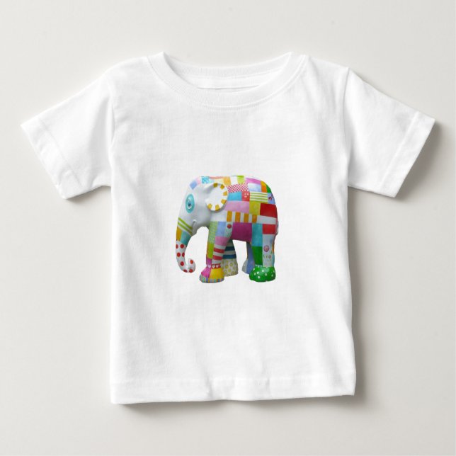 T-shirt Pour Bébé Belle mosaïque rétro éléphant (Devant)