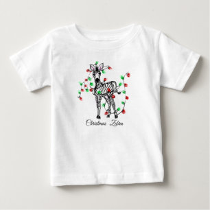 T-shirt Pour Bébé Belle Noël Zèbre rouge vert scintillant lumières