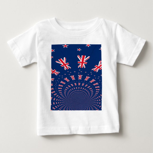 T-shirt Pour Bébé Belle Nouvelle-Zélande Drapeau Art Design (Devant)