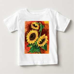 T-shirt Pour Bébé Belle Trois Tournesols - Art Peinture Mignée
