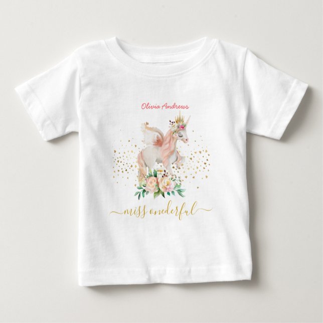 T-shirt Pour Bébé Belle Unicorne 1er anniversaire (Devant)