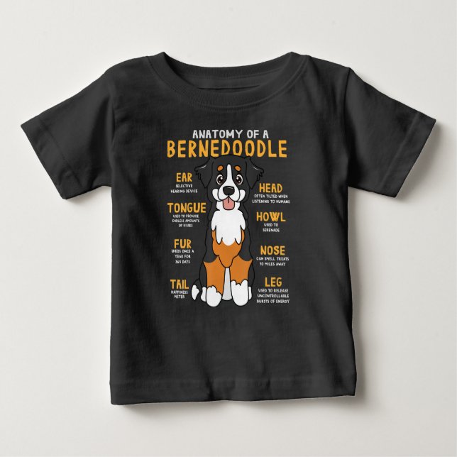 T-shirt Pour Bébé Bernedoodle Anatomie Funny Chien Maman Papa Mignon (Devant)