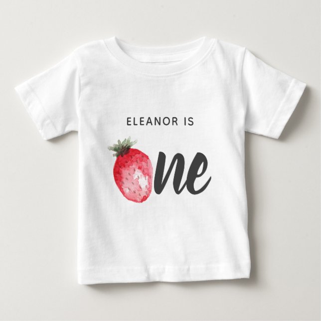 T-shirt Pour Bébé Berry 1er Anniversaire Fraise Aquarelle (Devant)