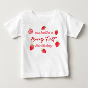 T-shirt Pour Bébé Berry fraise Premier anniversaire Rouge et rose