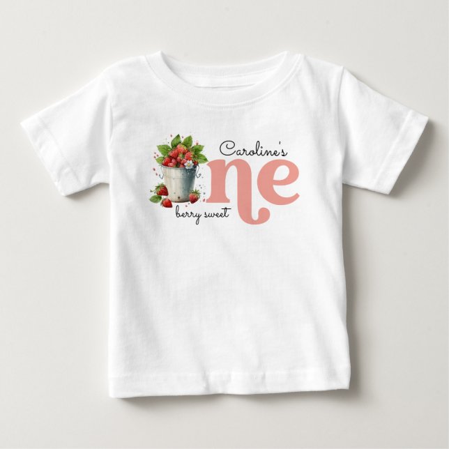 T-shirt Pour Bébé Berry Sweet Strawbery Baby Girl 1er anniversaire f (Devant)