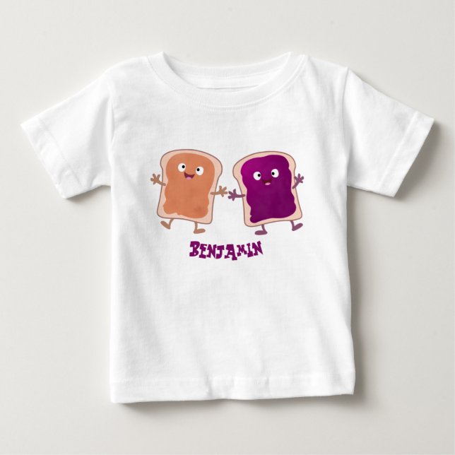T-shirt Pour Bébé Beurre d'arachide mignonne et caricature sandwich  (Devant)
