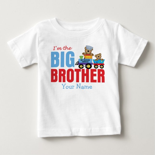 T-shirt Pour Bébé Big Brother Bear Train personnalisé (Devant)
