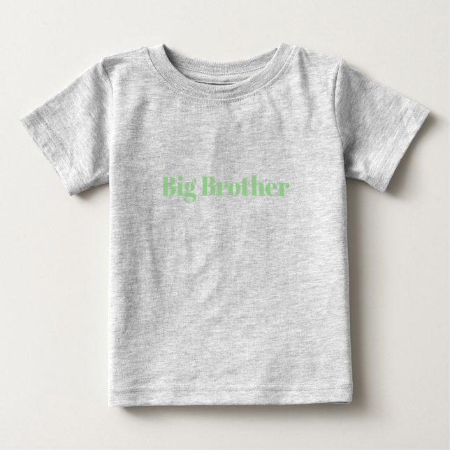 T-shirt Pour Bébé Big Brother vert nom personnalisé texte mignon béb (Devant)