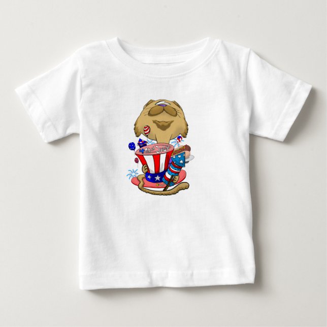 T-shirt Pour Bébé Big Head 4 juillet Cat (Devant)