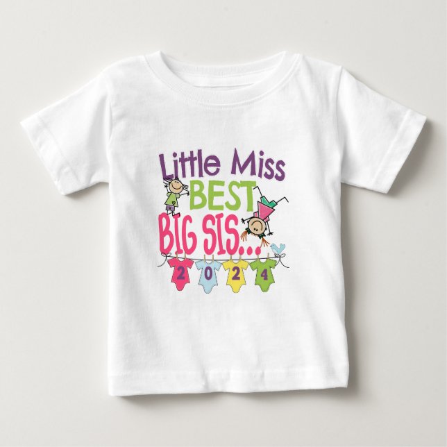 T-shirt Pour Bébé Big Sister 2024 - Little Miss Best Big Sis (Devant)