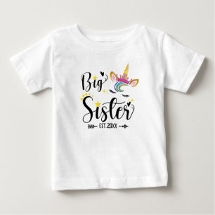 T-shirt Pour Bébé Big Sister EST.2022, licorne