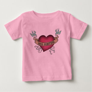 T-shirt Pour Bébé Big Sister Tattoo Heart