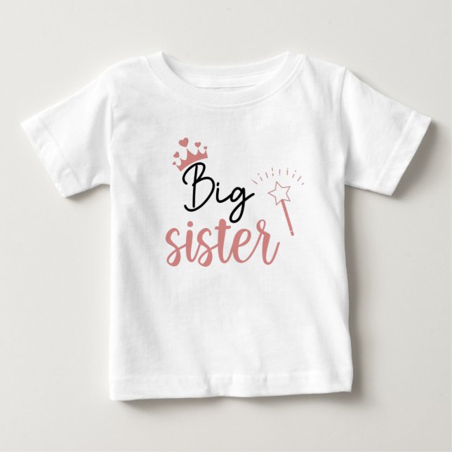 T-shirt Pour Bébé Big Soeur Baby Faire-part d'arrivée (Devant)