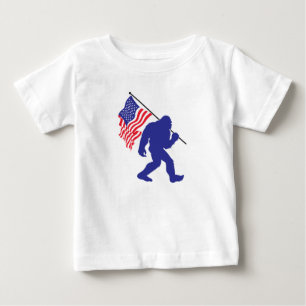 T-shirt Pour Bébé Bigfoot portant un drapeau américain