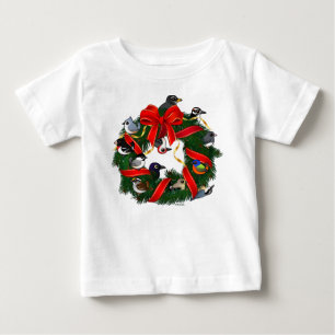 T-shirt Pour Bébé Birdorable NA Jardin Birds Christmas Wreath