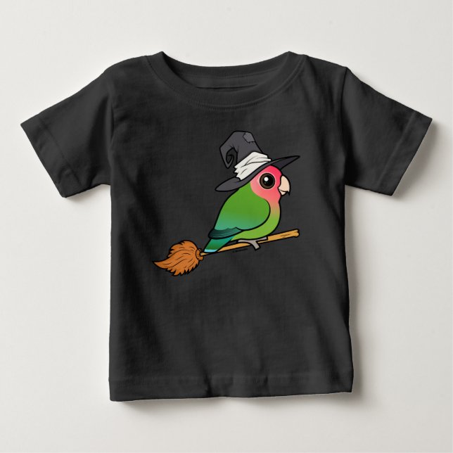 T-shirt Pour Bébé Birdorable Peach-faced Lovebird Halloween Witch (Devant)
