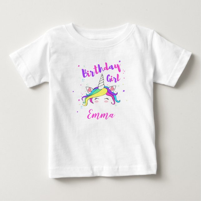 T-shirt Pour Bébé Birthday girl with customizable name (Devant)