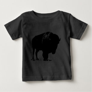 T-shirt Pour Bébé Bison de bison noir et blanc Pop Art