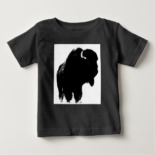 T-shirt Pour Bébé Bison de bison noir et blanc Pop Art