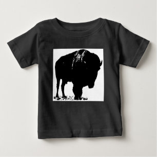 T-shirt Pour Bébé Bison de bison noir et blanc Pop Art