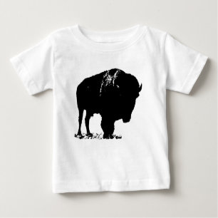 T-shirt Pour Bébé Bison de bison noir et blanc Pop Art