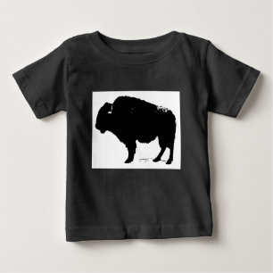 T-shirt Pour Bébé Bison de Buffalo Art noir et blanc