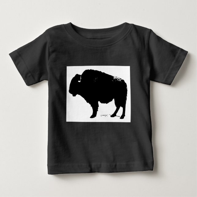 T-shirt Pour Bébé Bison de Buffalo Art noir et blanc (Devant)
