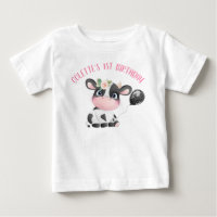 Black Balloon Cute Cow Premier Anniversaire Baby T