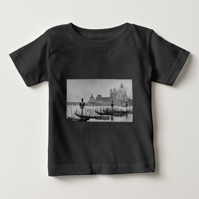 T-shirt Pour Bébé Black Blanc Grand Canal Venise Italie Voyage (Devant)