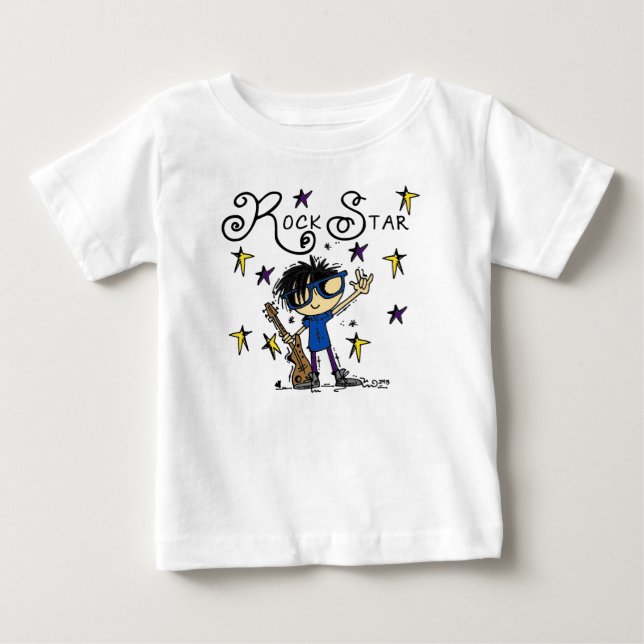 T-shirt Pour Bébé Black Hair Boy Rock Star (Devant)