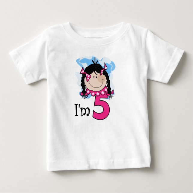 T-shirt Pour Bébé Black Haired Girl I'm Five (Devant)