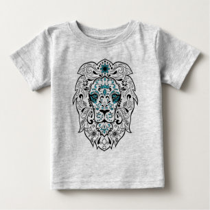 T-shirt Pour Bébé Black Lion Sugar Skull Parties scintillant bleue