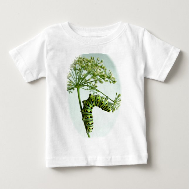T-shirt Pour Bébé Black Swallowtail Caterpillar mangeant du persil (Devant)