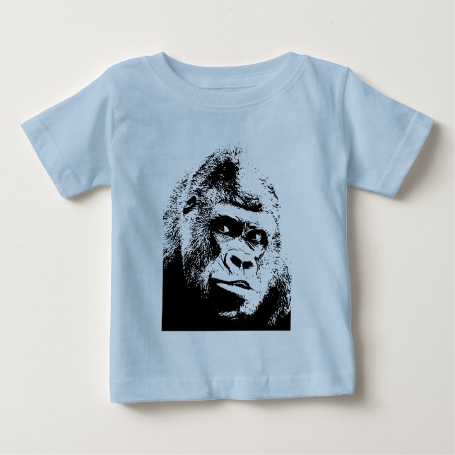 T-shirt Pour Bébé Black White Pop Art Gorilla (Devant)