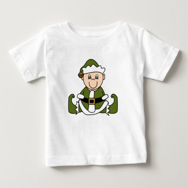 T-shirt Pour Bébé Blanc bébé elfe de Noël (Devant)