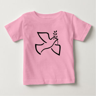 T-shirt Pour Bébé Blanc de silhouette de colombe de paix