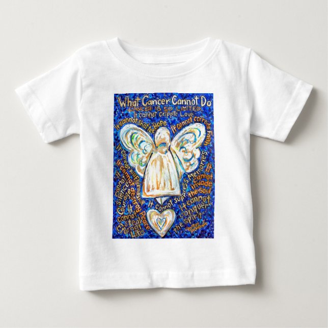 T-shirt Pour Bébé Bleu &amp ; Ange de cancer or - Grand (Devant)