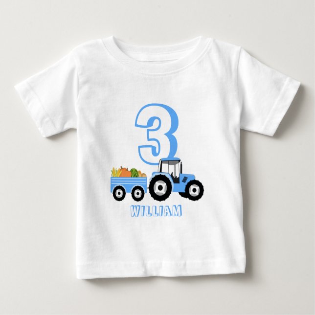 T-shirt Pour Bébé Bleu Camion Agritourisme produit Anniversaire garç (Devant)