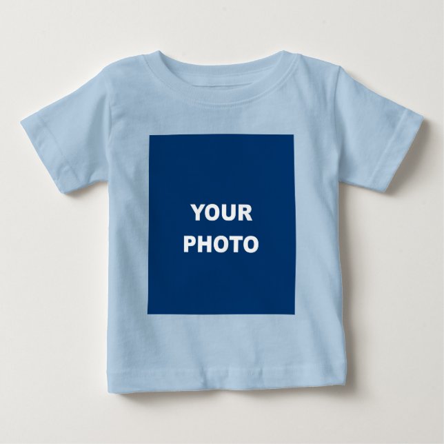 T-shirt Pour Bébé Bleu clair Ajouter votre image Photo Logo (Devant)