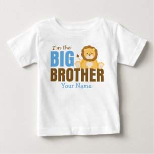 T-shirt Pour Bébé Bleu de lion de frère personnalisé