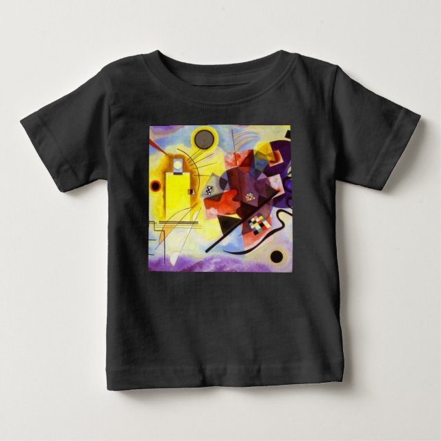 T-shirt Pour Bébé Bleu rouge jaune Kandinsky peinture Abstraite (Devant)