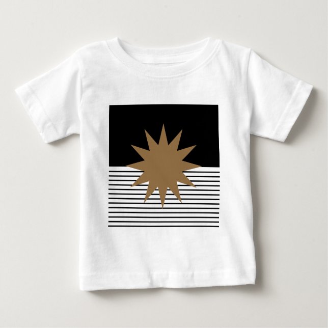 T-shirt Pour Bébé Blocage noir blanc et soleil Brown (Devant)