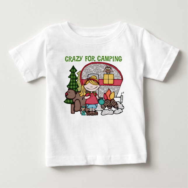 T-shirt Pour Bébé Blond Girl Crazy Pour Camping (Devant)