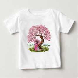 T-shirt Pour Bébé Blossom Dreams : Kimono Girl & Puppy