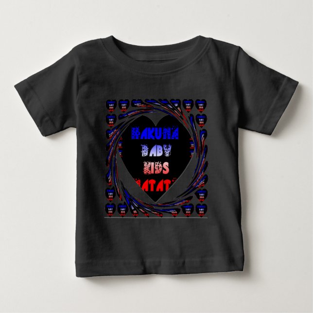 T-shirt Pour Bébé Blue Black Hakuna Matata Baby Kids Design.png (Devant)