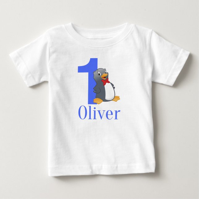 T-shirt Pour Bébé Blue Boys 1er Anniversaire - Oliver Anniversaire (Devant)